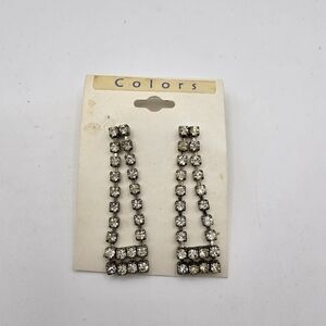 BEAUTIFUL Drop Earrings Sparkling Glam Rhinestone VINTAGE